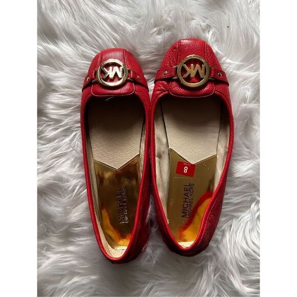 Michael Kors flats leather size 8 orange pink color - Picture 1 of 6